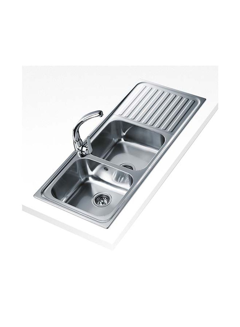 Classic 2B 1D Inset Stainless Steel Sink With Two Bowls And One Drainer Stainless Steel 1160x500x190mmmm