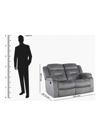 Keith 2-Seater Recliner Sofa Grey