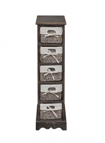 Ergonomic Storage Rack With Weaving Basket Brown/White 25 x 28 x 90centimeter