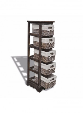 Ergonomic Storage Rack With Weaving Basket Brown/White 25 x 28 x 90centimeter