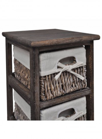 Ergonomic Storage Rack With Weaving Basket Brown/White 25 x 28 x 90centimeter