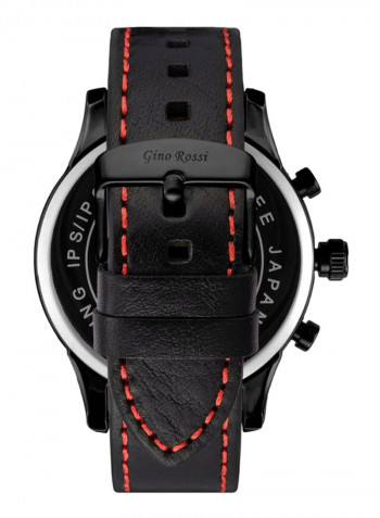 Men's Exclusive Julian Round Shape Leather Analog Watch E11419A-1A3