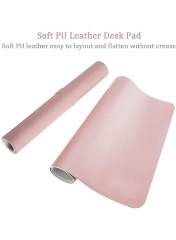 Non-Slip PU Leather Waterproof Desk Mouse Pad Protector 80x40cm Pink/White