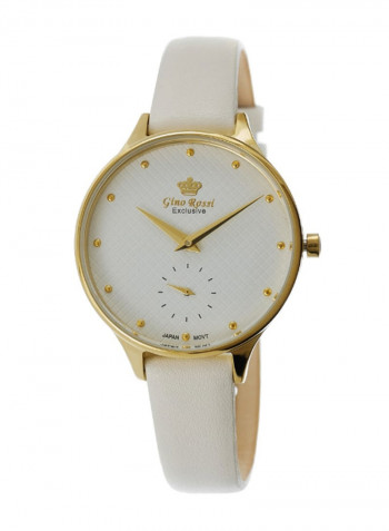 Women's Exclusive Lumin Round Shape Leather Analog Watch E11636A-3C2