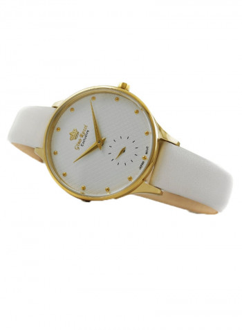 Women's Exclusive Lumin Round Shape Leather Analog Watch E11636A-3C2