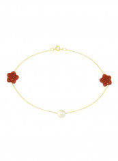 10K Gold Star Sunstone And Pearl Bracelet