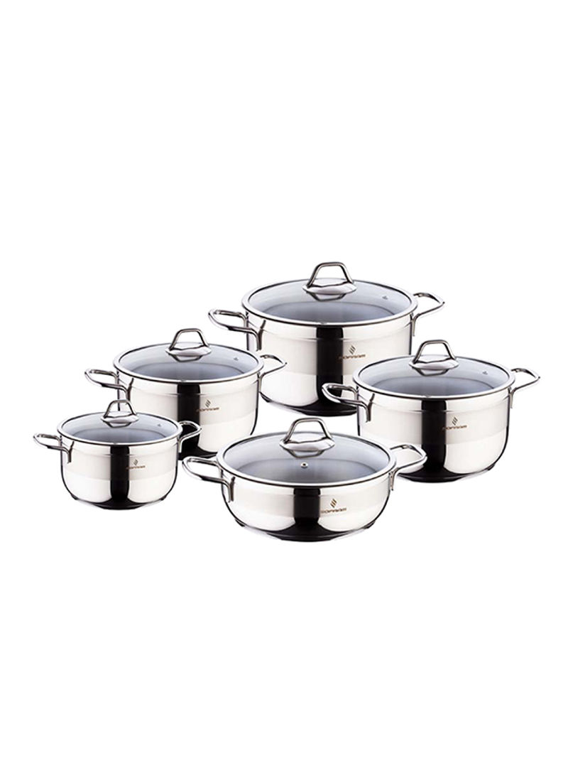 Stainless Steel 10 Piece Cookware Set With Glass Lid