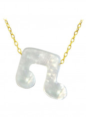18 Karat Gold Musical Sign Shape Mother Of Pearl Necklace