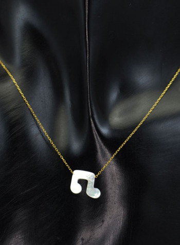 18 Karat Gold Musical Sign Shape Mother Of Pearl Necklace