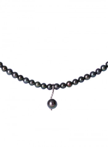 18K White Gold Pearl With Diamond Necklace