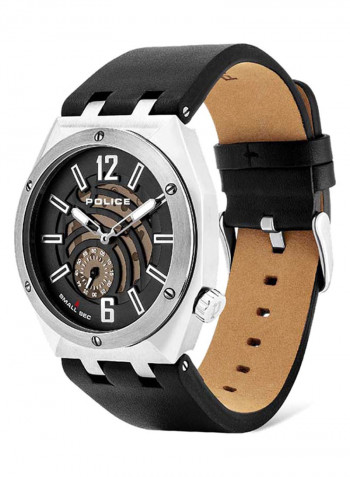 Men's Leather Analog Wrist Watch P 16010JSTU-02