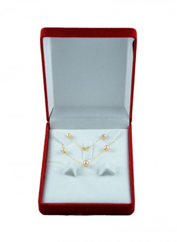 18 Karat Solid Gold Gradual Built-in Pearl Bracelet