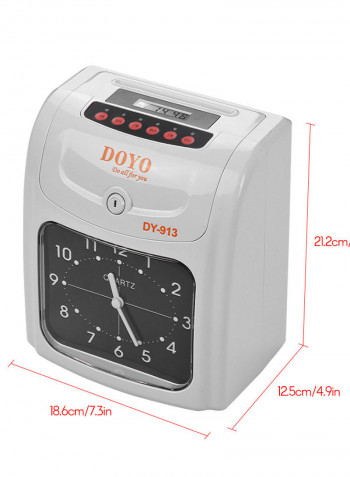 Electronic Clock LED Display Dual Colors Time Card Printer White