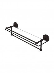 Gallery Towel Bar With Glass Shelf Black/Clear 22inch