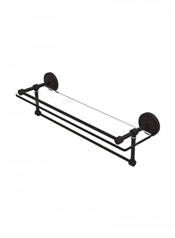 Gallery Towel Bar With Glass Shelf Black/Clear 22inch
