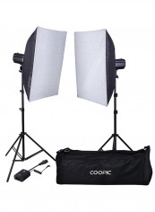 Photo Studio Strobe Flash Light And Softbox Lighting Kit Black