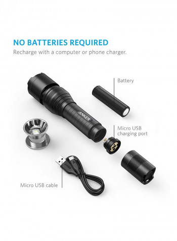 LED Flashlight Torch Black 5x10centimeter