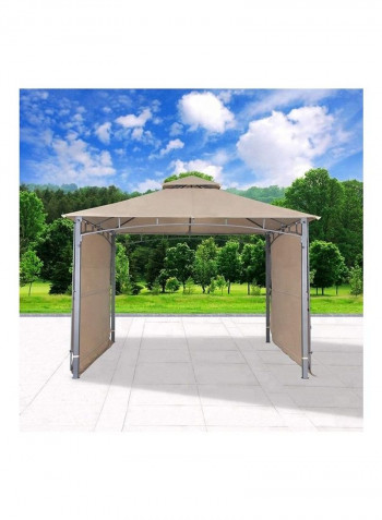 Outdoor Sun Shade Shelter With Retractable Awning Canopy Beige/Grey 400x400x360سم