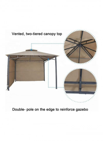 Outdoor Sun Shade Shelter With Retractable Awning Canopy Beige/Grey 400x400x360سم