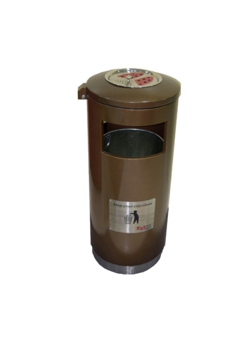 Metal Road Bin With Ashtray Brown/Silver 40x97x40centimeter