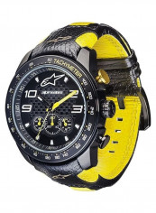 Men's Tech Chrono Watch With Black Yellow Leather Strap