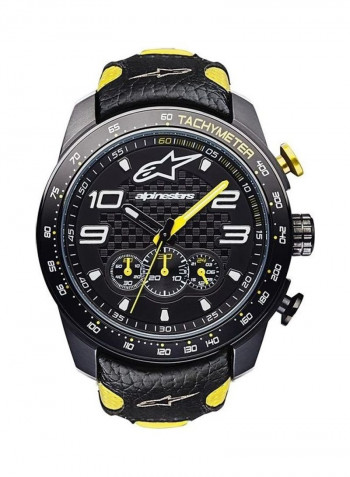 Men's Tech Chrono Watch With Black Yellow Leather Strap
