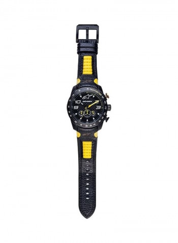 Men's Tech Chrono Watch With Black Yellow Leather Strap