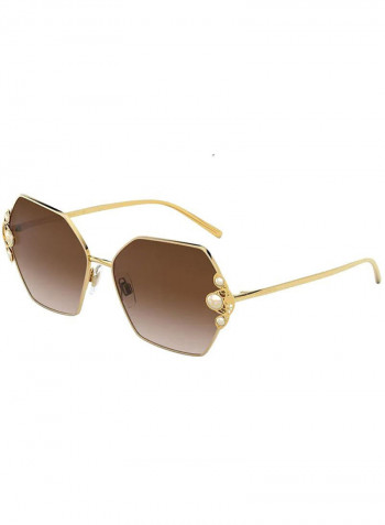 Women's Square GOLD Sunglasses with brown gradient dark brown lenses - Lens Size: 60 mm