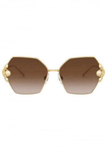 Women's Square GOLD Sunglasses with brown gradient dark brown lenses - Lens Size: 60 mm