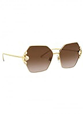 Women's Square GOLD Sunglasses with brown gradient dark brown lenses - Lens Size: 60 mm