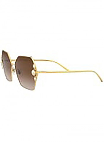 Women's Square GOLD Sunglasses with brown gradient dark brown lenses - Lens Size: 60 mm