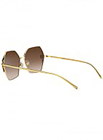 Women's Square GOLD Sunglasses with brown gradient dark brown lenses - Lens Size: 60 mm