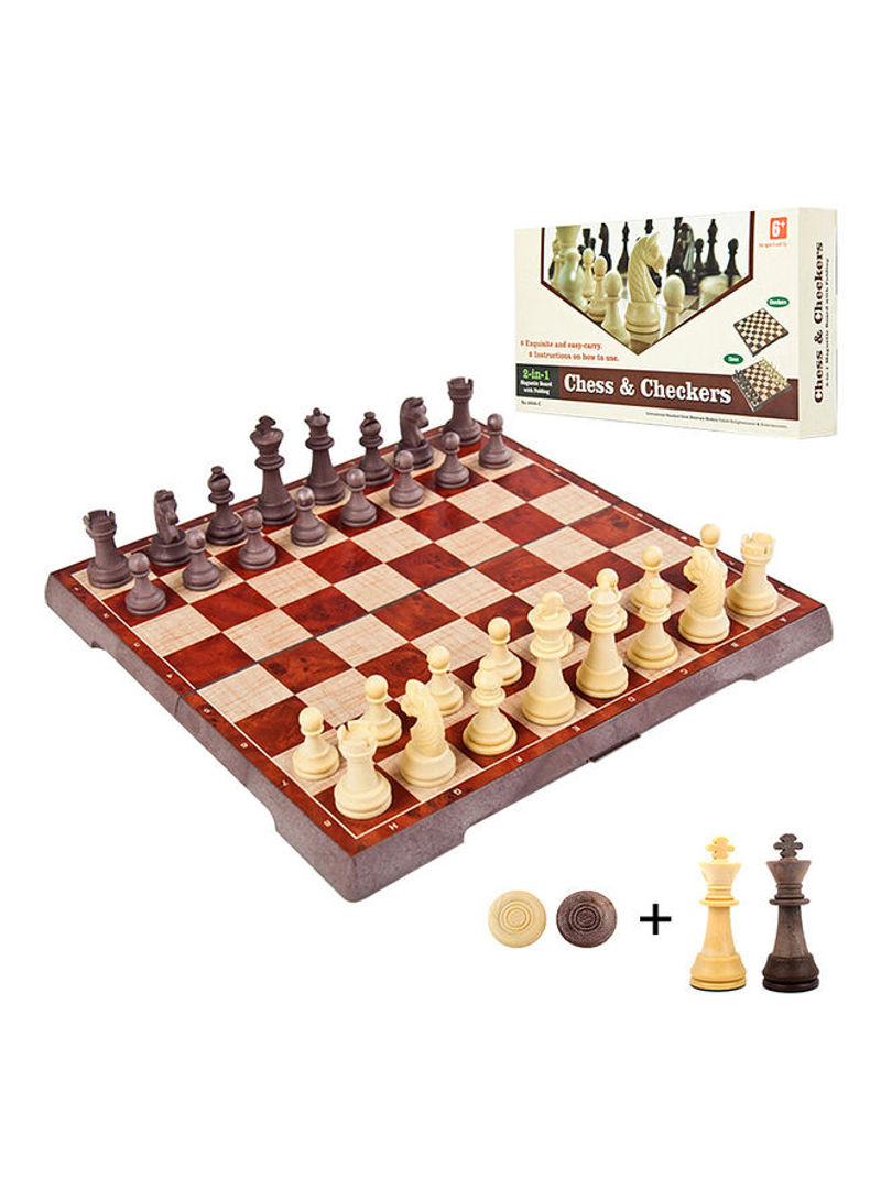 2-in-1 Magnetic Chess And Checkers Set 31x4x15cm