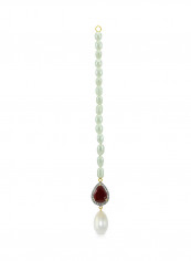 18 Karat Gold 0.12 ct Diamond Royal Indian Ruby And Head Piece