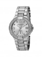 Women's Crystal Studded Metal Analog Watch AK775SS