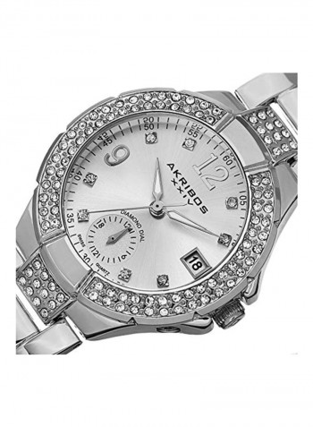 Women's Crystal Studded Metal Analog Watch AK775SS