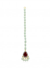 18K Gold Diamonds Royal Indian Ruby Head Piece 0.12 Carat