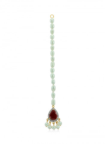 18K Gold Diamonds Royal Indian Ruby Head Piece 0.12 Carat