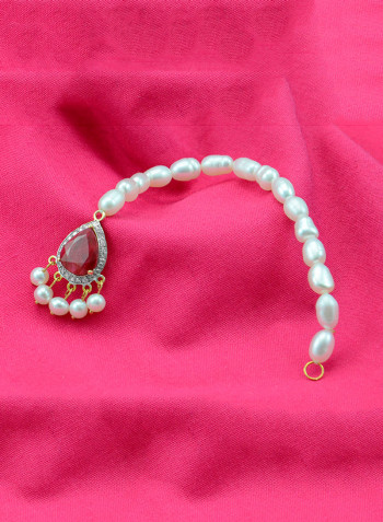 18K Gold Diamonds Royal Indian Ruby Head Piece 0.12 Carat