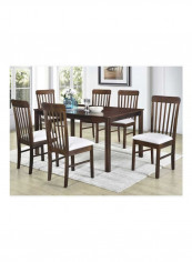 7-Piece Mercury 6-Seater Dining Table Set Brown 140x75x90centimeter