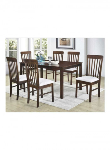 7-Piece Mercury 6-Seater Dining Table Set Brown 140x75x90centimeter