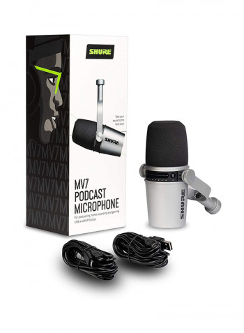 USB Podcast Microphone For Podcasting MV7-S Silver