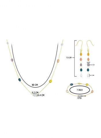 18 Karat Gold Multi-coloured Pearls Jewelry Set