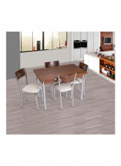 Timber 4 Seater Extendable Dining Set Walnut 110x70x78cm