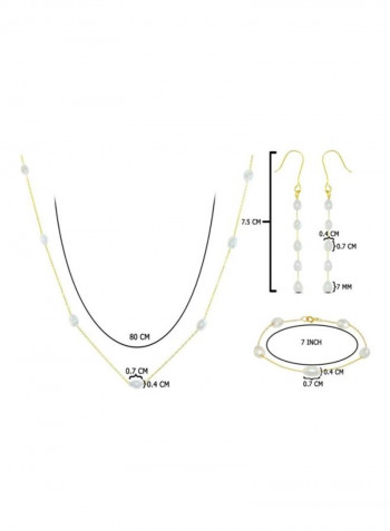 4-Piece 18 Karat Gold Pearls Jewellery Set