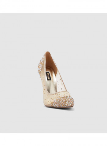 Slip On High Heel Comfort Pumps Gold