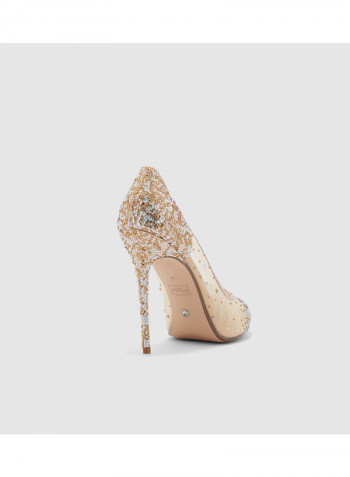 Slip On High Heel Comfort Pumps Gold
