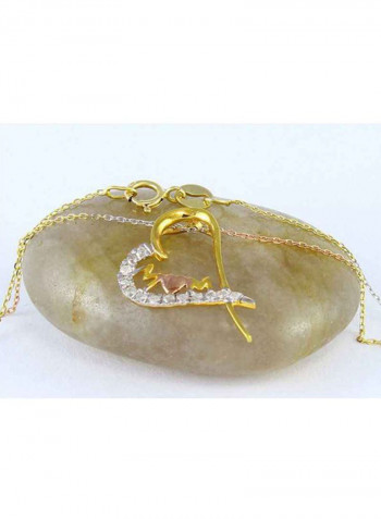 18 Karat Gold Diamonds MOM Heart Necklace