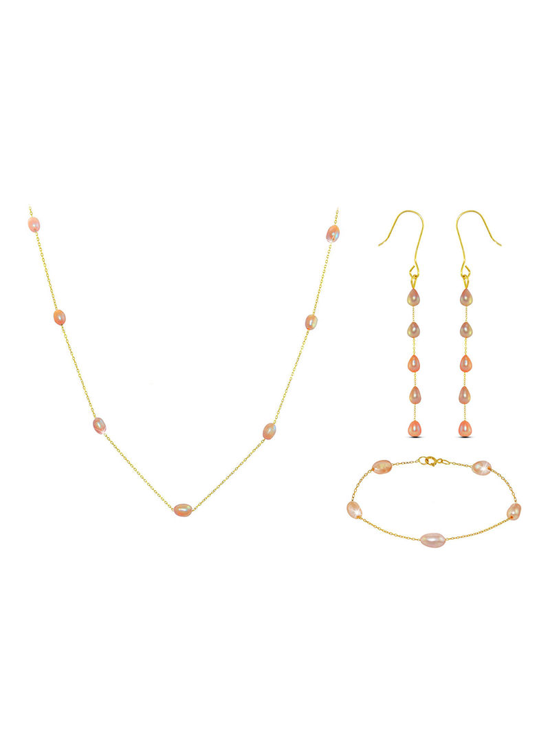 18 Karat Gold Pearls 3 Piece Jewellery Set