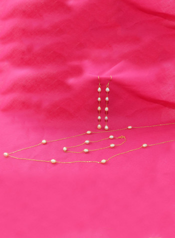 18 Karat Gold Pearls 3 Piece Jewellery Set